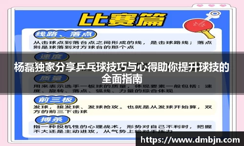 杨磊独家分享乒乓球技巧与心得助你提升球技的全面指南
