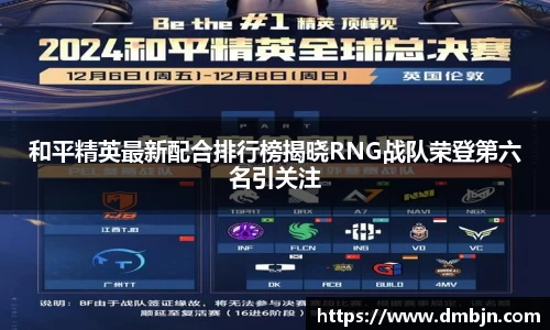 和平精英最新配合排行榜揭晓RNG战队荣登第六名引关注